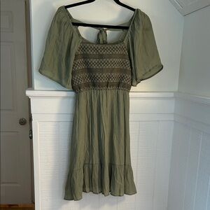 Altar’d State Olive Green Smocked Boho Dress NWT size Small